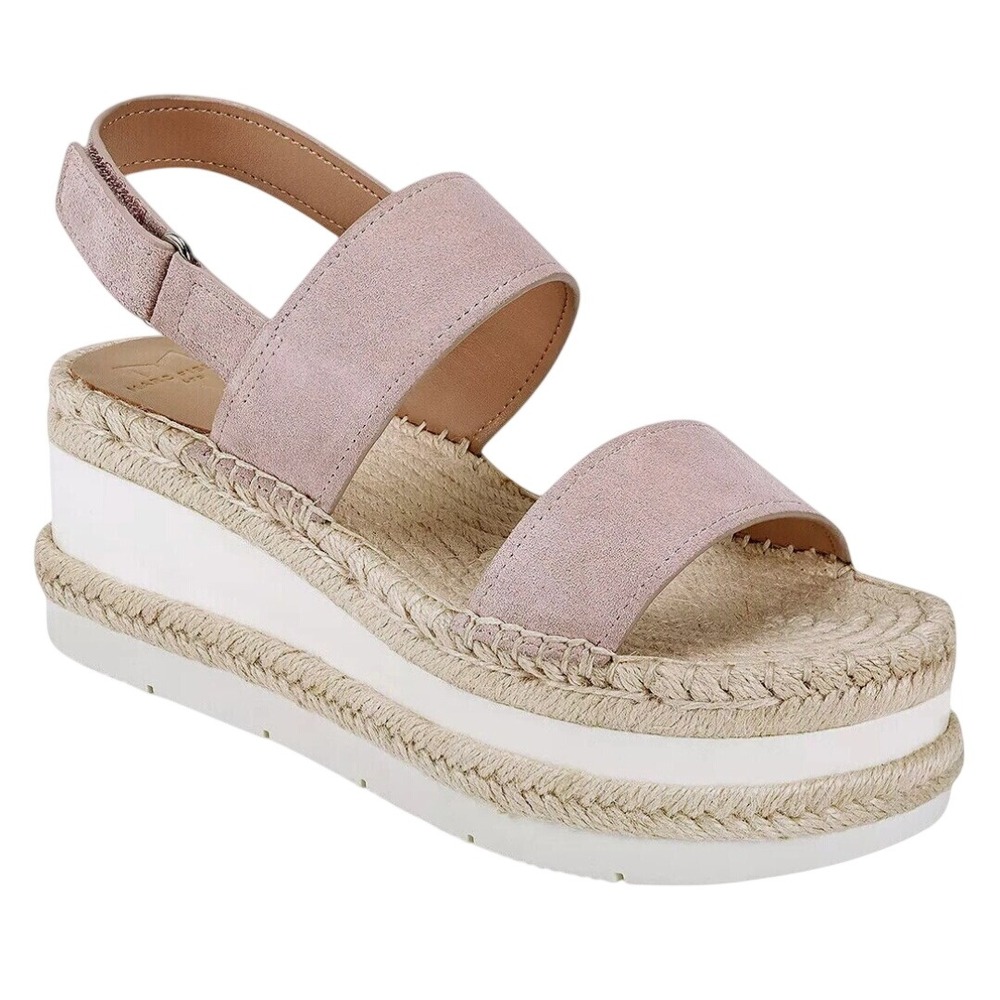 Marc Fisher LTD Adalyn Blush Suede Espadrille Wedge‎ Sandals Pink Womens 9M NWB